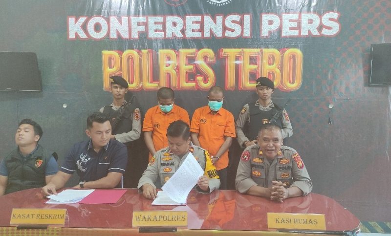 Dua pelaku perambahan hutan asal luar Jambi yang diamankan Polres Tebo